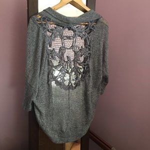 Streetwear Society Open Short Sleeved Cardigan with Open Lace on Back